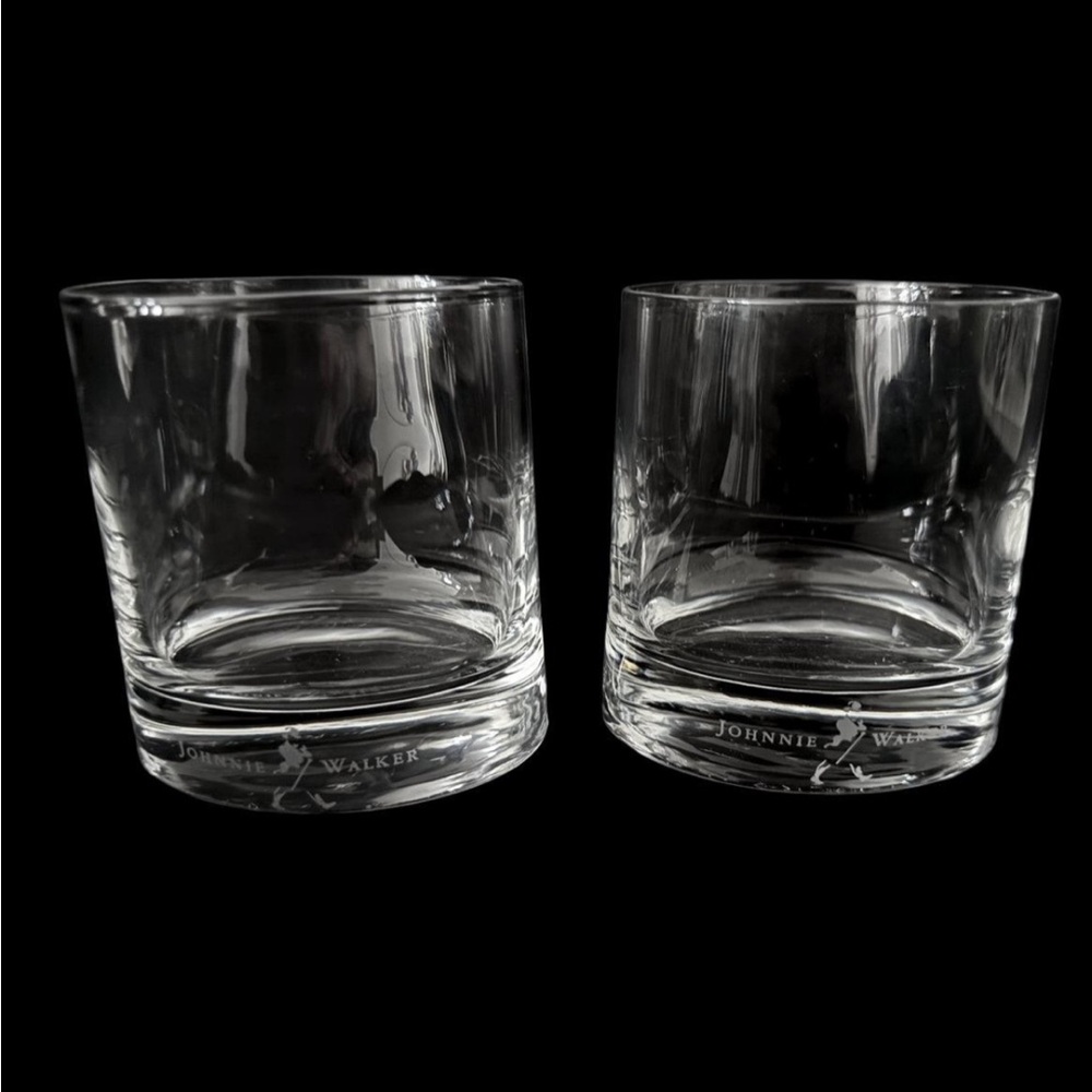 Johnnie Walker Etched Logo Heavy Scotch Whisky Glasses  | Barware